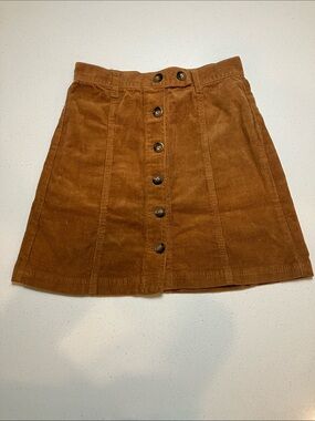 Forever 21 Corduroy Button-Front Mini Skirt in Brown size small